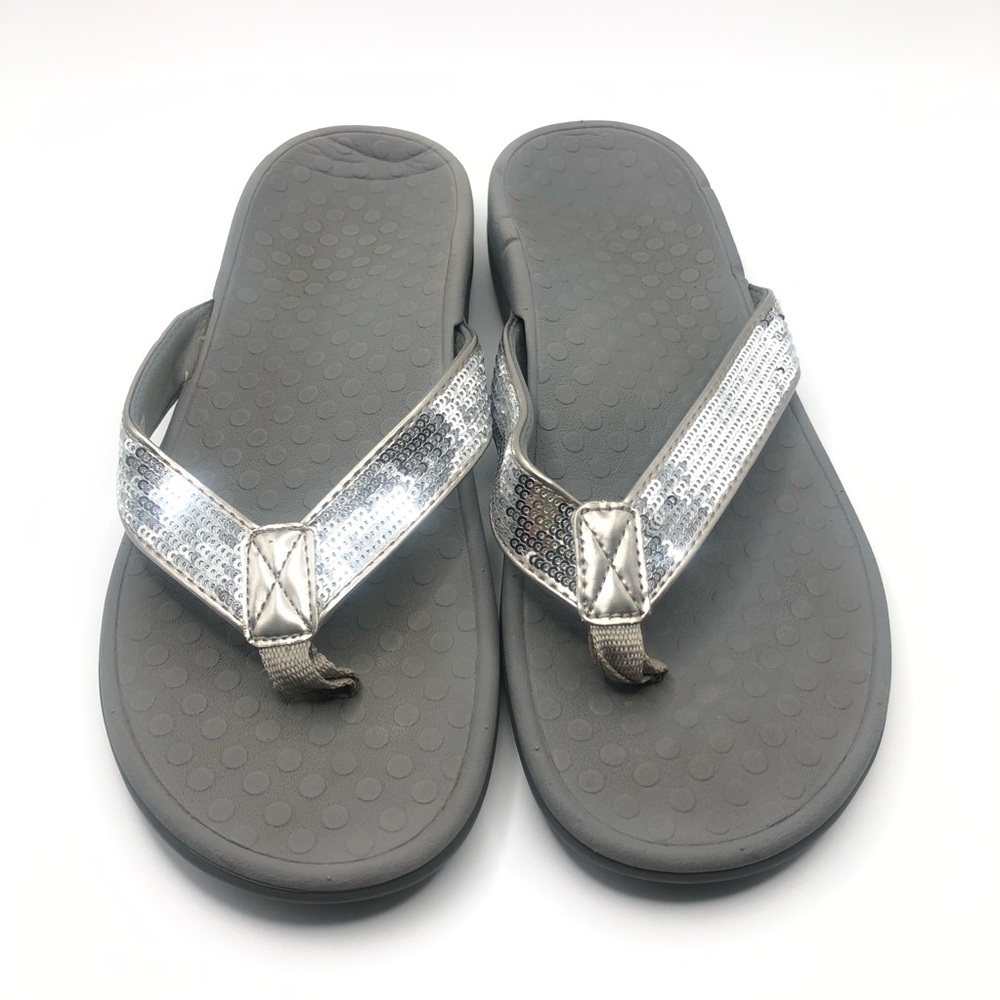 Vionic Tide Silver Sequins Post Thong Sandals Siz… - image 2